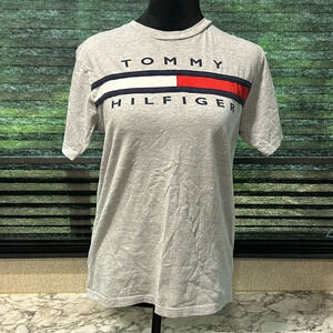 Tommy Hilfiger Boys Gray Short Sleeve Crewneck Logo Front T-Shirt‎ Large 16/18